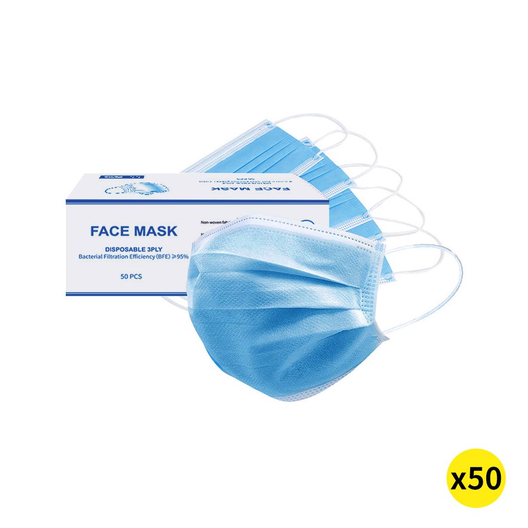 50pcs Disposable Mask Face Masks Filter Anti PM2.5 Dust Respirator 3