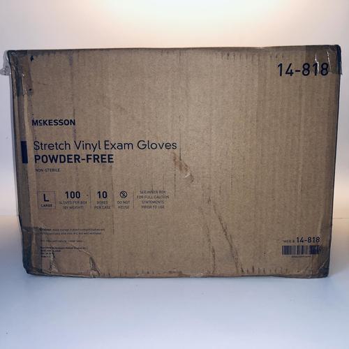 McKesson 14-818 Vinyl Exam Gloves, Non-Sterile, Powder-Free, Large,