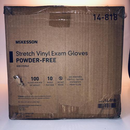McKesson 14-818 Vinyl Exam Gloves, Non-Sterile, Powder-Free, Large,