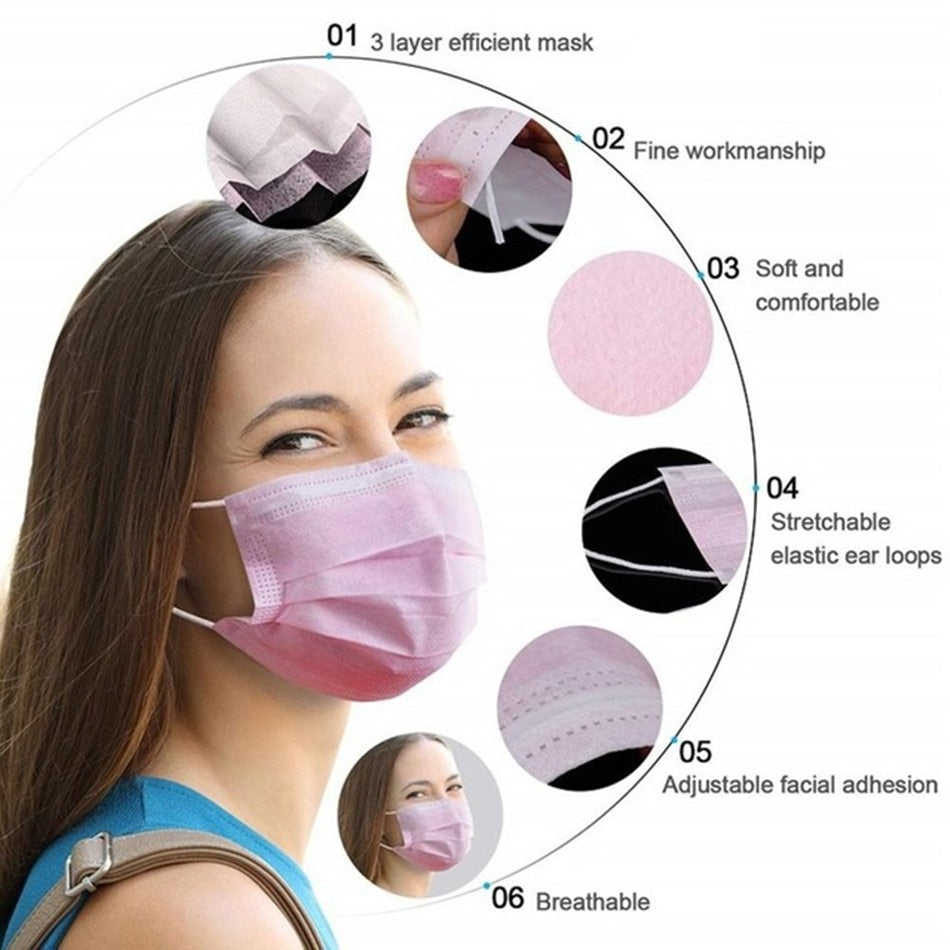 Mouth Masks 3 layer Anti Dust Disposable Mascarillas 10/50/100 Pcs Non