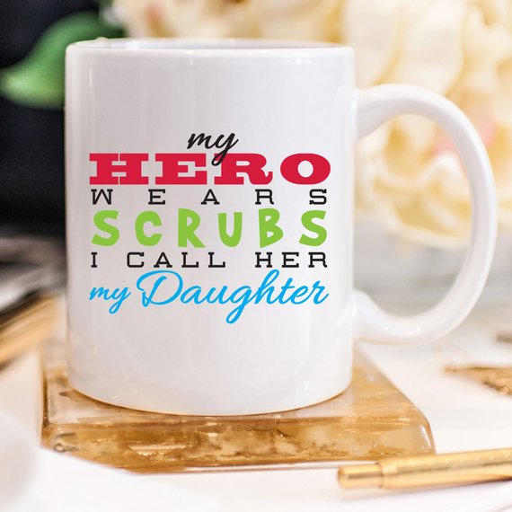 Funny Nurse Mug - My Hero Wears Scrubs, I Call Her