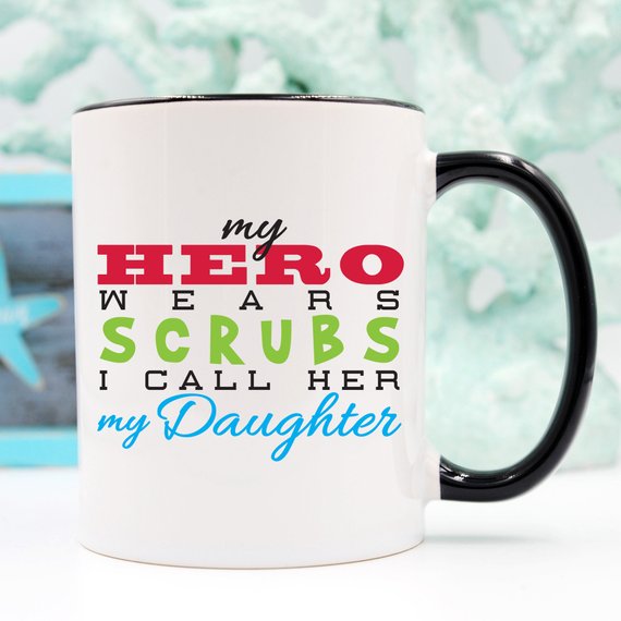 Funny Nurse Mug - My Hero Wears Scrubs, I Call Her