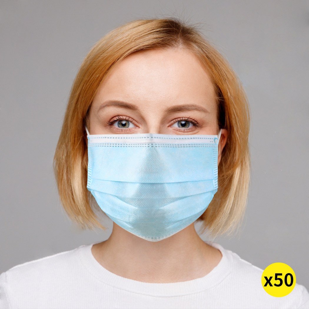 50pcs Disposable Mask Face Masks Filter Anti PM2.5 Dust Respirator 3