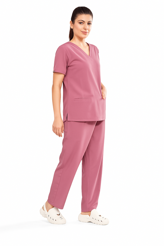 Unisex Medical Scrub Set – V-Neck Short Sleeve Top and Matching Pants
